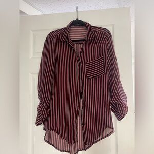 Candy Couture Black and Red Striped Button Down Shirt size M